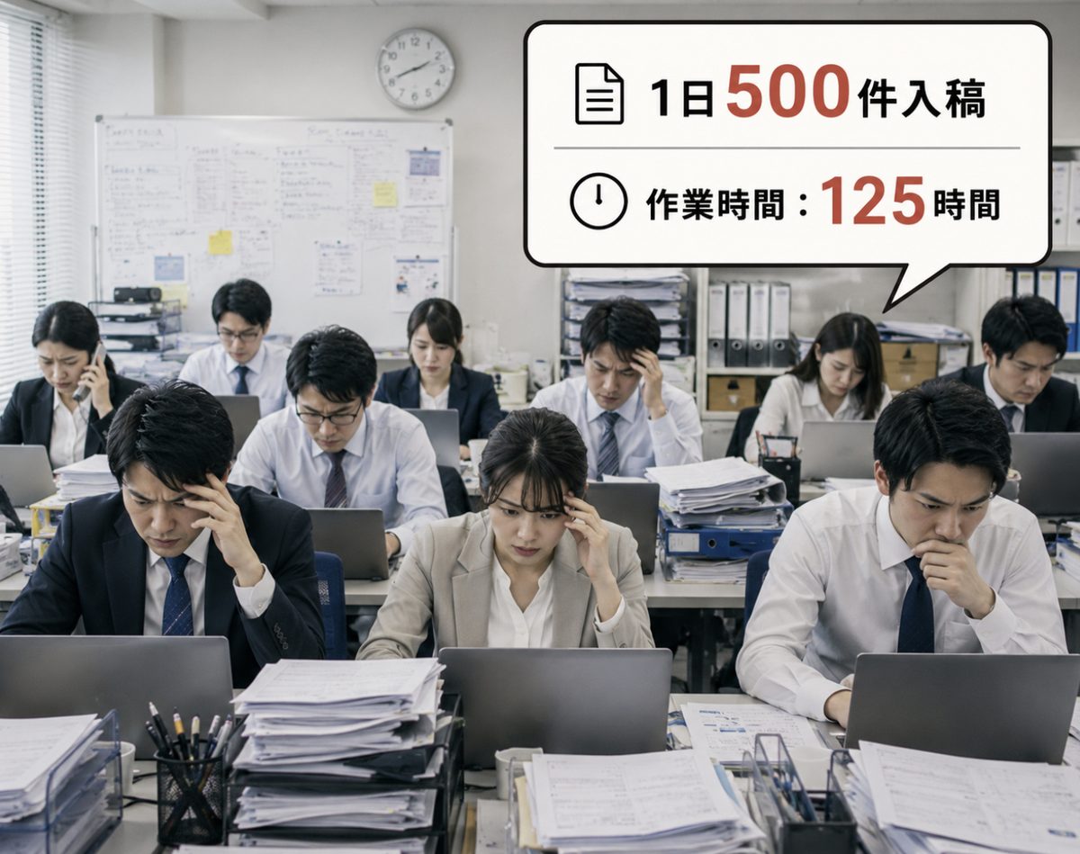 1日500件の入稿に作業時間125時間をかけている大型店舗のオフィス